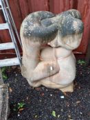 A WEATHERED CAST CONCRETE MODERN ART GARDEN SCULPTURE, in the style of Jan Keustermans, 81cm high