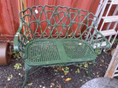 A CAST ALUMINIUM GARDEN BENCH, width 120cm