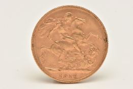 AN EDWARD VII FULL GOLD SOVEREIGN, dated 1910, approximate diameter 22.0mm, approximate gross weight