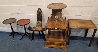 A SELECTION OF OCCASIONAL FURNITURE, to include a yew wood side table, with a single drawer, a large