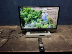 A BUSH ELED24HDSDVD 24in SMART TV/DVD COMBI with remote and a Philips DVD player (no remote) (both
