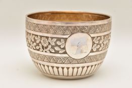 A SILVER VICTORIAN SUGAR BASIN embossed foliage pattern, gilt interior, approximate height 74mm, x