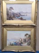 LUIGI BAROZZI (19TH/20TH CENTURY) TWO ITALIAN LAKE SCENES, the first 'Lake Como' depicts two