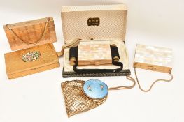 A BOX OF COMPACT PURSES, to include two 'Evans' combination compact purses, a 'Kigu' combination