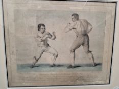 AFTER C METZ 18TH CENTURY ENGRAVING OF PUGILISTS TITLED 'THOMAS JOHNSON & ISAAC PERRINS', engraved