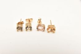 GEM SET EARRINGS, to include a pair of 9ct yellow gold stud earrings, set with circular cut light