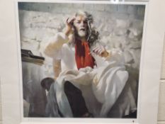 ROBERT LENKIEWICZ (BRITISH 1941-2002) 'SELF PORTRAIT AS St ANTHONY LISTENING', a proof print