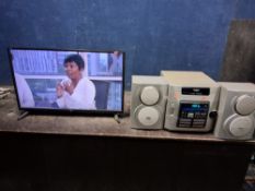A SHARP 32BB41 32in SMART TV NO remote (PAT passed and working) and a Thomson hi-fi with two