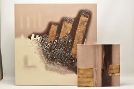 LINDA CHARLES (BRITISH 1969) TWO ABSTRACT STUDIES ON CANVAS, the largest has abstract and
