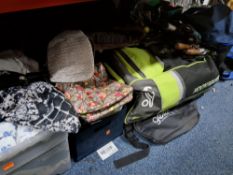 TWO BOXES AND LOOSE OF MISCELLANEOUS CLOTHING, BAGS AND SHOES, to include a box containing bags from