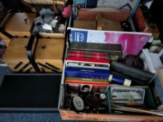 TWO BOXES AND LOOSE OF MAINLY SEWING AND ART RELATED ITEMS to include a box containing a two boxes