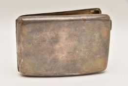A MID 20TH CENTURY SILVER CIGARETTE CASE, polished rectangular form with push button clasp, worn