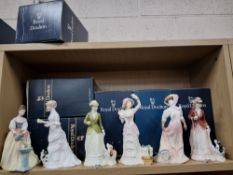 SIX BOXED ROYAL DOULTON FIGURES, comprising Sarah HN3384, The Open Road HN4161 (fault on back of