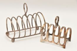 TWO SILVER TOAST RACKS, both with full silver hallmarks, one hallmarked 'Barker Brothers Silver Ltd'