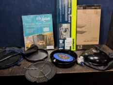 A CADAC DOMED GAS BARBECUE with griddle plate, Paella pan, a half and half griddle pan, bags,