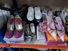 A SMALL GROUP OF LADIES SHOES AND HANDBAGS to include a pair of 'Holly' shoes in violet by Ruby