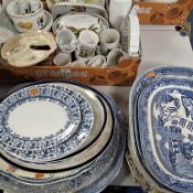 FIVE BOXES AND LOOSE GLASS AND MIXED CERAMICS to include a quantity of Royal Worcester 'Evesham'