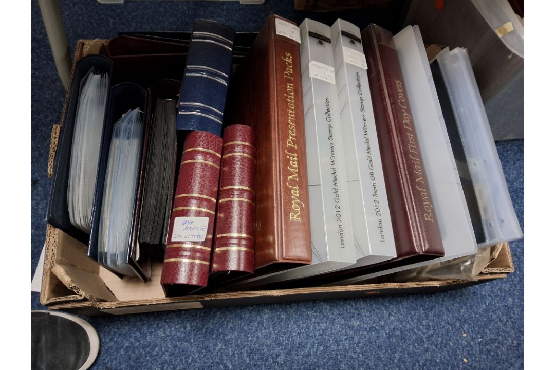10 BOXES OF STAMPS BEING GB FROM 1960S TO EARLY 2020S. We note fdcs ...