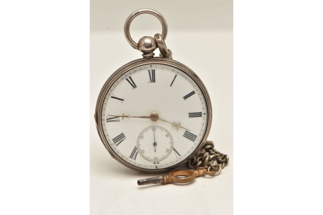 Pocket Watch Rome A MID VICTORIAN SILVER OPEN FACE POCKET WATCH, key wound, round white ...