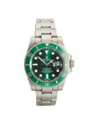 Rolex. A stainless steel automatic calendar bracelet watch  'Hulk', Ref: 116610LV,  Serial number...