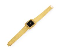 Piaget. An 18ct gold manual wind bracelet watch with black dial  Protocole, Ref: 9683/B28, Case n...