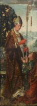 Netherlandish or Flemish School, c.1500-1520-  The left wing of an altarpiece: A bishop saint bl...