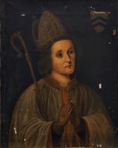 Follower of Wilhelm Sonmans,  Dutch 1650-1708-  Portrait of William of Wykeham, half-length, wea...