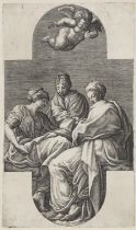 Giorgio Ghisi, after Francesco Primaticcio,  Italian 1520-1582, and Italian 1504-1570-  Three Mu...