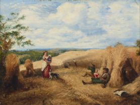 After John Linnell,  British 1792-1882-  Rest;  oil on panel, bears signature and date 'J. Linn...