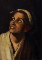 After Bartolomé Esteban Murillo,  Spanish 1617-1682-  Detail of a boy's face from 'Invitation to...
