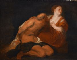 After Sir Peter Paul Rubens,  Flemish 1577-1640-  Roman Charity (Cimon and Pero);  oil on panel...