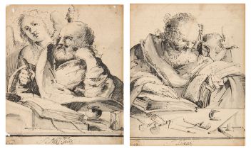 Follower of Jan Lievens,  Dutch 1607-1674-  Two drawings of the Apostles: St Matthew; and St Luk...