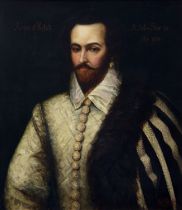 Albert William Holden,  British 1848-1932-  Portrait of Sir Walter Raleigh (c.1552-1618);  oil ...
