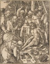After Albrecht Dürer,  German 1471-1528-  The Lamentation, from 'The Small Woodcut Passion';  w...