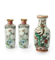 A pair of Samson gilt-bronze-mounted famille verte vases and a Chinese famille verte vase 19th c...