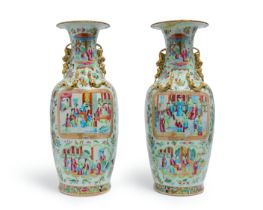 A pair of large Chinese 'Canton' famille rose baluster vases Qing dynasty, 19th century Enamell...