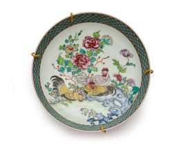 A London private collection, to be sold without reserve A Chinese ruby-back 'cockerels' dish  R...
