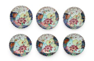 Six Chinese export famille rose 'tobacco leaf' dishes Qing dynasty, Qianlong period, circa 1785 ...