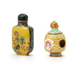 Two Chinese famille rose snuff bottles Republic period - 20th century, Jing Yuantang mark and ap...