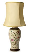 A Chinese famille rose floral baluster vase Qing dynasty, 19th century Painted with birds and f...
