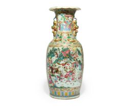 A massive Chinese 'Canton' famille rose baluster vase  Late Qing dynasty  With flared foliated ...
