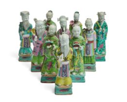 A group of ten Chinese famille rose immortals Qing dynasty, 18th century and two later The ten ...
