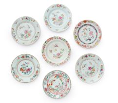 This lot is offered without reserve Seven Chinese famille rose plates Qing dynasty, 18th centur...