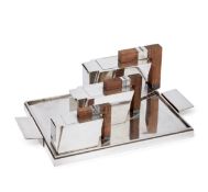 Desny  Art Deco tea service, circa 1930  Silver-plated metal, rosewood  Comprising teapot, sugar...