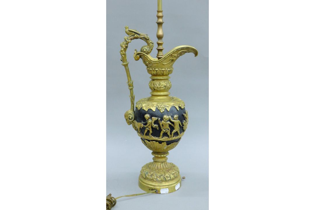 A bronze lamp formed as a ewer. 79 cm high. - Image 2 of 7