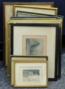 A quantity of various prints, each framed and glazed. The largest 29 x 37 cm overall.