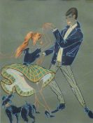 'The Rock 'n' Rollers', 1950's French pastel, framed and glazed. 22 x 17 cm.