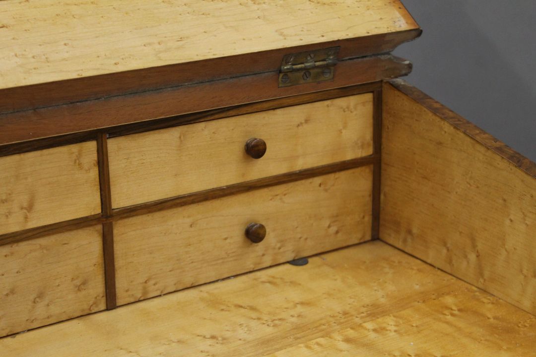 A Victorian burr walnut Davenport, the top with inset presentation inscription. 55 cm wide. - Image 6 of 13