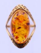 A silver, gilt dress ring. Ring size P/Q.