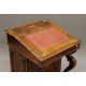 A Victorian burr walnut Davenport, the top with inset presentation inscription. 55 cm wide. - Image 2 of 13